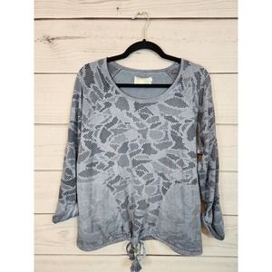 Saturday Sunday Women's Gray Lace Long Sleeve Round Neck‎ Sweater Size Small